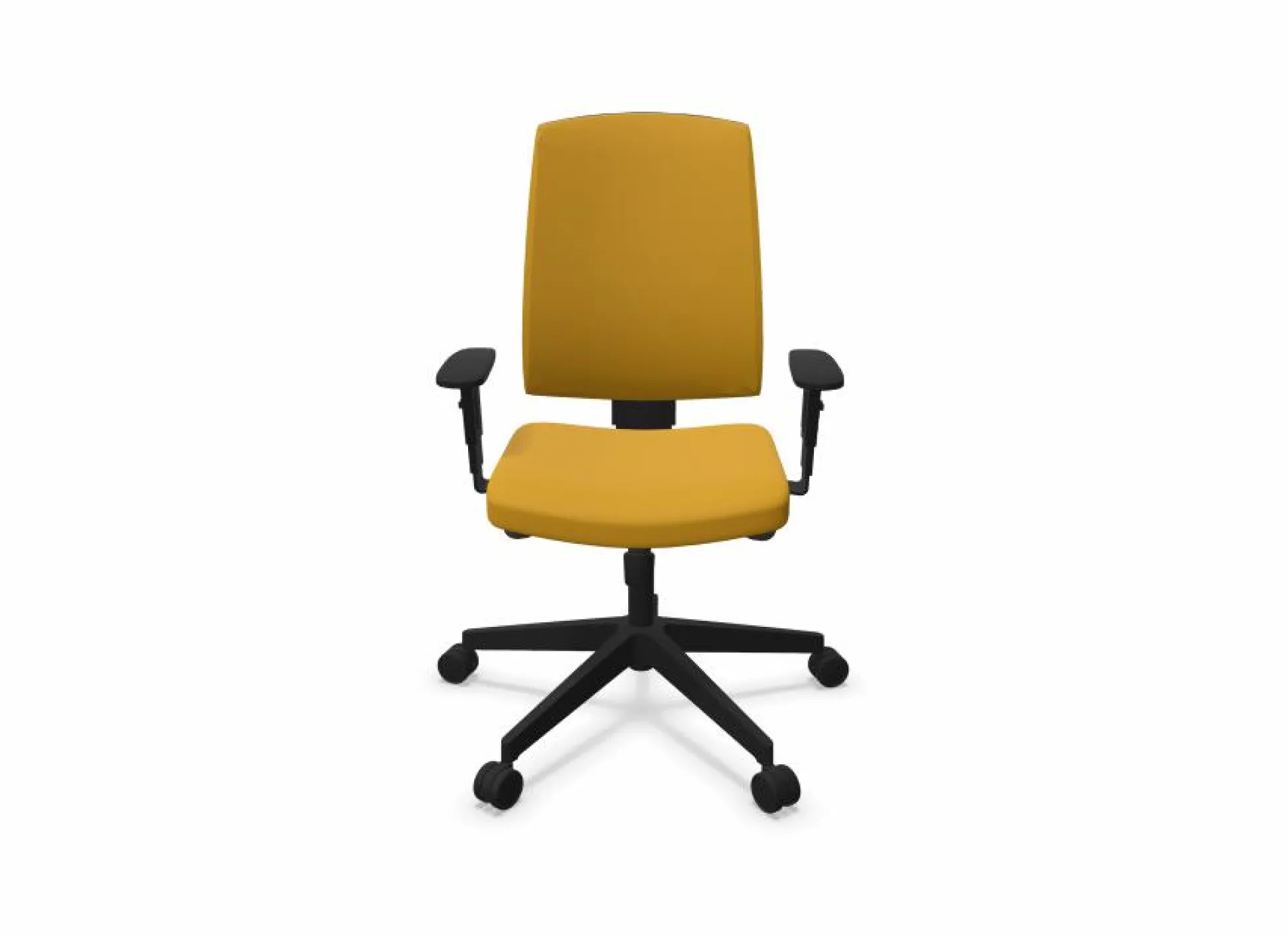 FLOKK Fauteuil de bureau dossier capitonné et accoudoirs réglables Raya 23S - Jaune - Roulettes pour sol dur