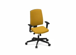 FLOKK Fauteuil de bureau dossier capitonné et accoudoirs réglables Raya 23S - Jaune - Roulettes pour sol dur