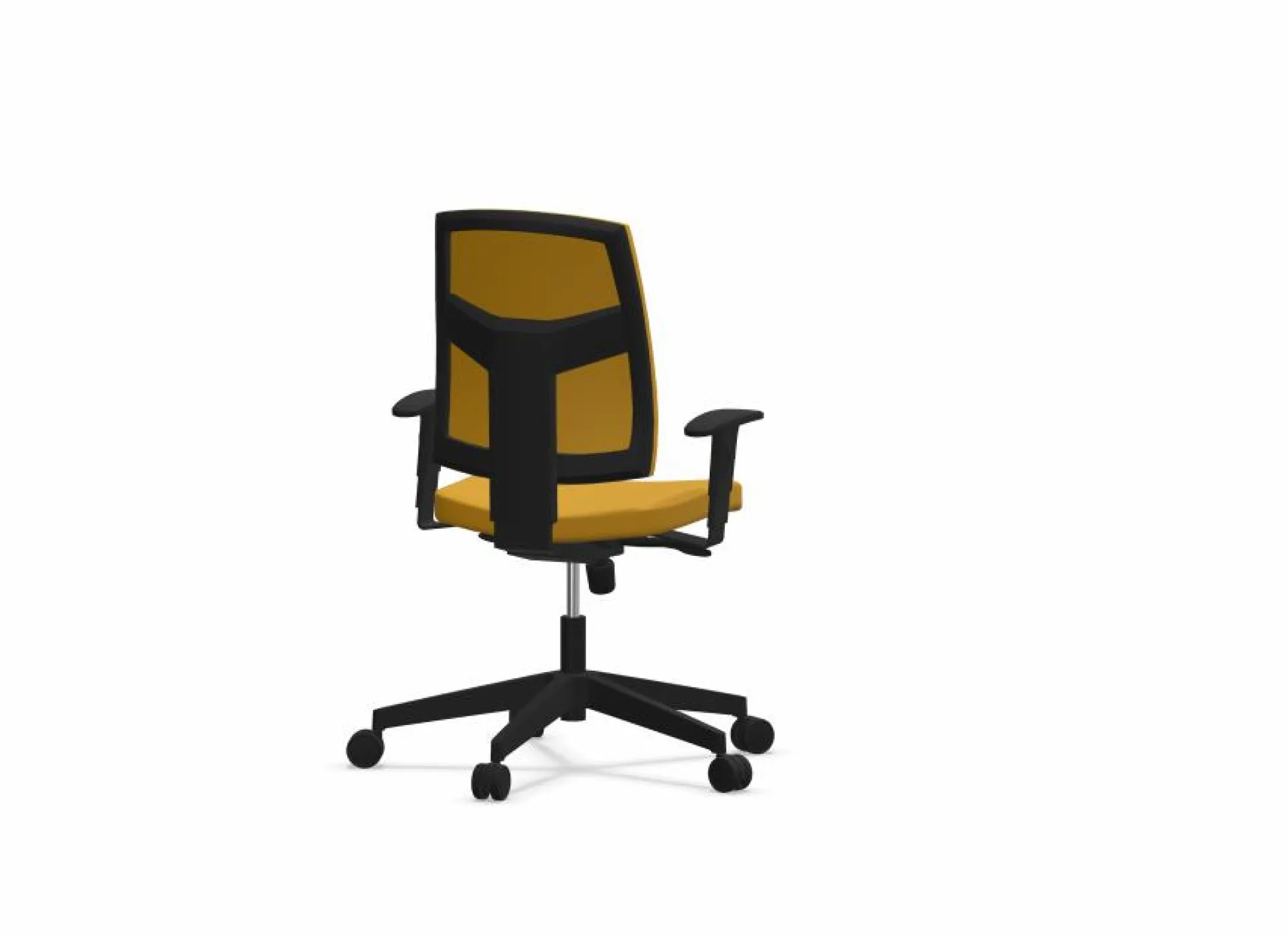 FLOKK Fauteuil de bureau dossier capitonné et accoudoirs réglables Raya 23S - Jaune - Roulettes pour sol dur