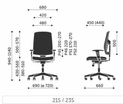 FLOKK Fauteuil de bureau dossier capitonné et accoudoirs réglables Raya 23S - Jaune - Roulettes pour sol dur