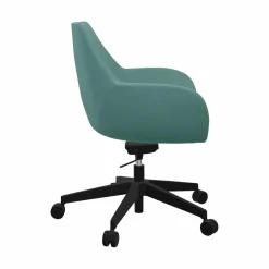 FLOKK Fauteuil de bureau entièrement capitonné piétement 5 branches à roulettes FAN 10Z - Bleu Vert - Roulettes pour sol dur