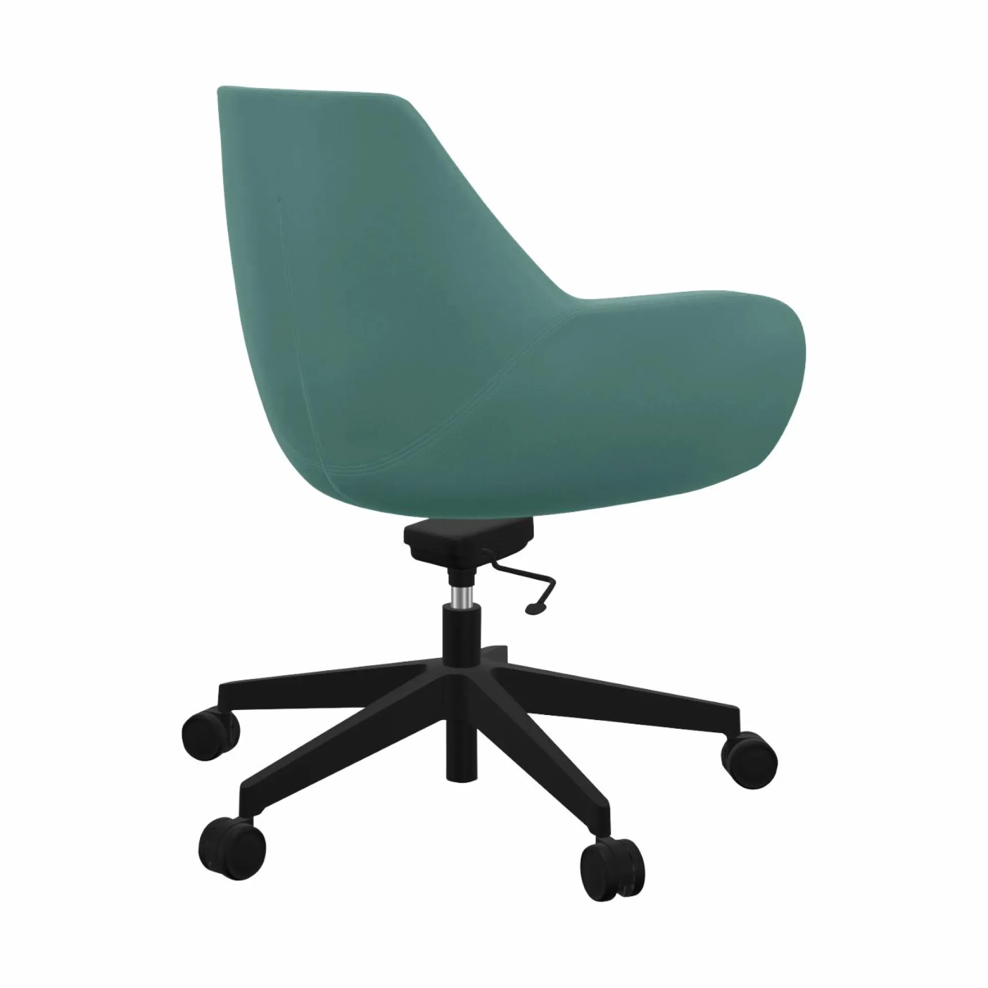 FLOKK Fauteuil de bureau entièrement capitonné piétement 5 branches à roulettes FAN 10Z - Bleu Vert - Roulettes pour sol dur