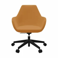 FLOKK Fauteuil de bureau entièrement capitonné piétement 5 branches à roulettes FAN 10Z - Jaune - Roulettes pour sol dur