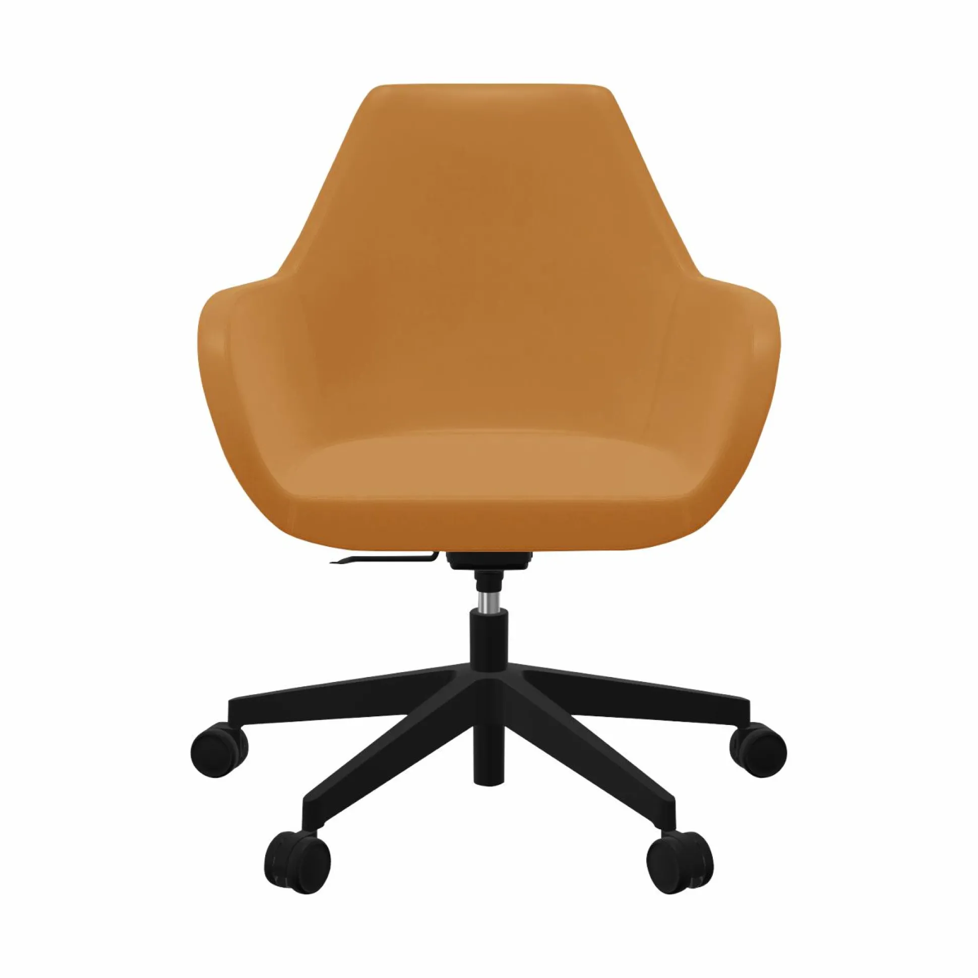 FLOKK Fauteuil de bureau entièrement capitonné piétement 5 branches à roulettes FAN 10Z - Jaune - Roulettes pour sol dur