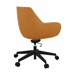 FLOKK Fauteuil de bureau entièrement capitonné piétement 5 branches à roulettes FAN 10Z - Jaune - Roulettes pour sol dur