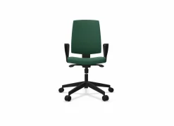 FLOKK Fauteuil de bureau dossier capitonné et plastique noir avec accoudoirs fixes Raya 21S - Vert - Roulettes pour sol dur