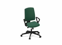 FLOKK Fauteuil de bureau dossier capitonné et plastique noir avec accoudoirs fixes Raya 21S - Vert - Roulettes pour sol dur