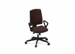 FLOKK Fauteuil de bureau dossier capitonné et plastique noir avec accoudoirs fixes Raya 21S - Brique - Roulettes pour sol dur