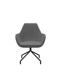 FLOKK Fauteuil entièrement capitonné piètement 4 branches métal FAN 10H - Gris