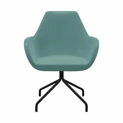 FLOKK Fauteuil entièrement capitonné piètement 4 branches métal FAN 10H - Bleu Vert
