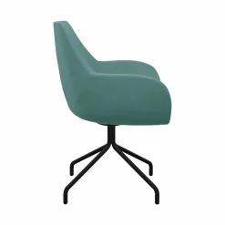 FLOKK Fauteuil entièrement capitonné piètement 4 branches métal FAN 10H - Bleu Vert