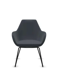 FLOKK Fauteuil entièrement capitonné pieds luge Fan 10V - Bleu Foncé