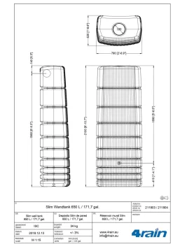 GARANTIA Kit Récupérateur d'Eau Cuve Murale 650 L Slim Sable