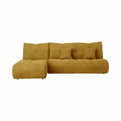 Grande chauffeuse et méridienne tissu Benny - Moutarde - 2,5 places