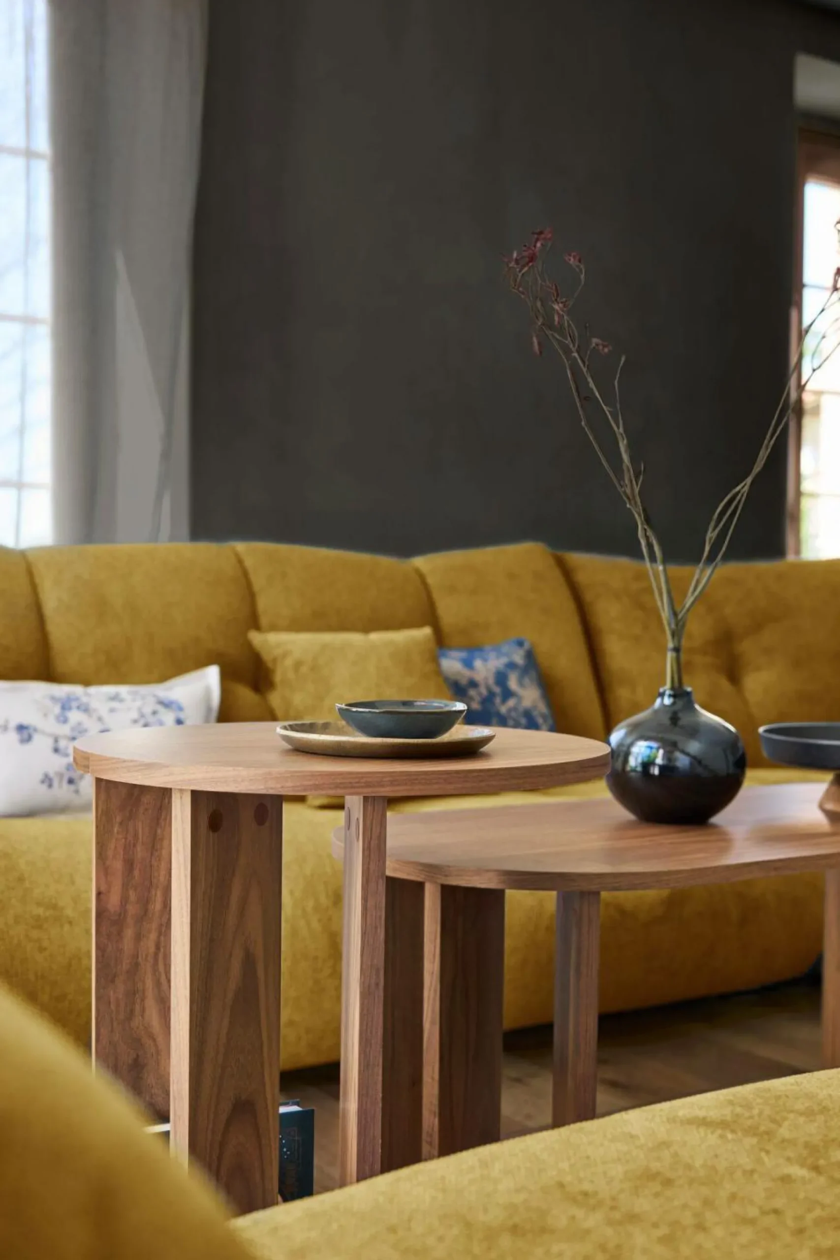 Grande chauffeuse pour canapé modulable tissu Benny - Moutarde - 2,5 places