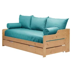 Habillage lit gigogne recyclé Heva - Bleu Canard