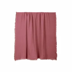 HAOMY Plaid double voile de coton Vanly - Bois de rose - 130 x 180 cm