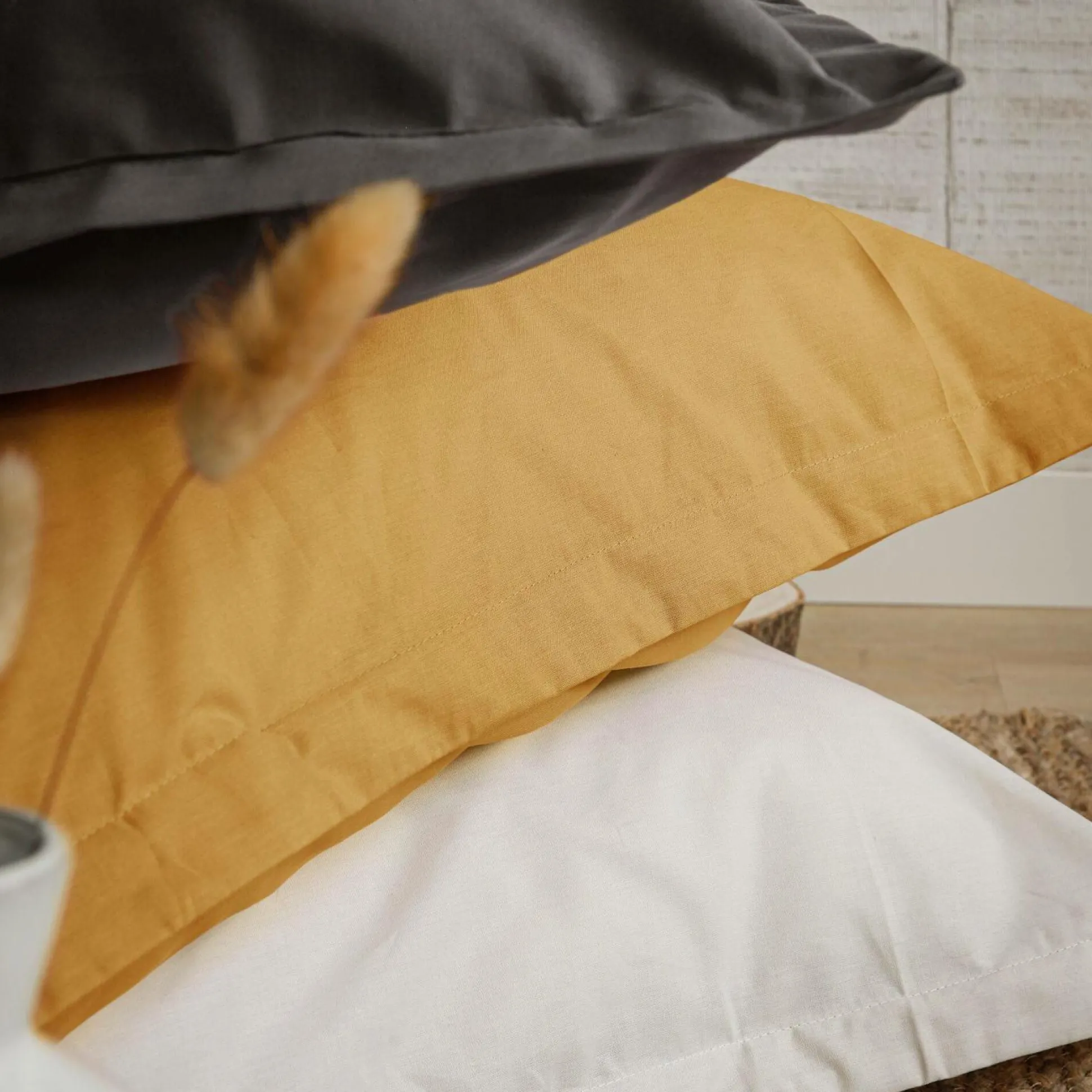 Housse de couette coton bio Fil & Sens - Jaune Curry - 140 x 200 cm