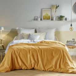 Housse de couette coton bio Fil & Sens - Jaune Curry - 200 x 200 cm