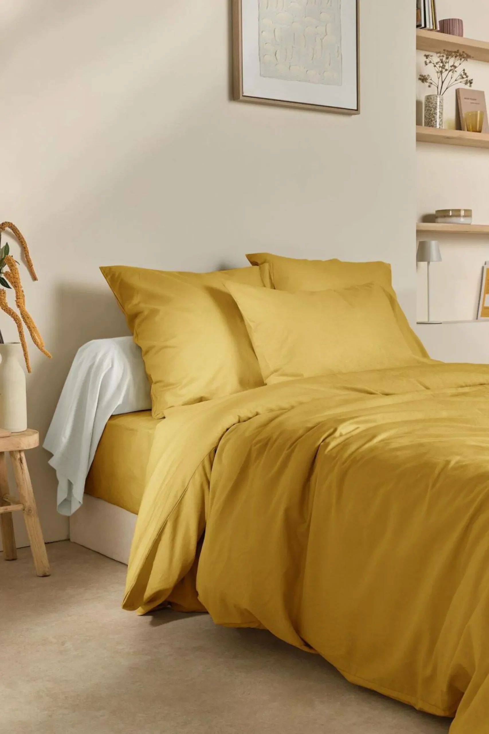 Housse de couette coton lin Valentine - Curry - 140 x 200 cm