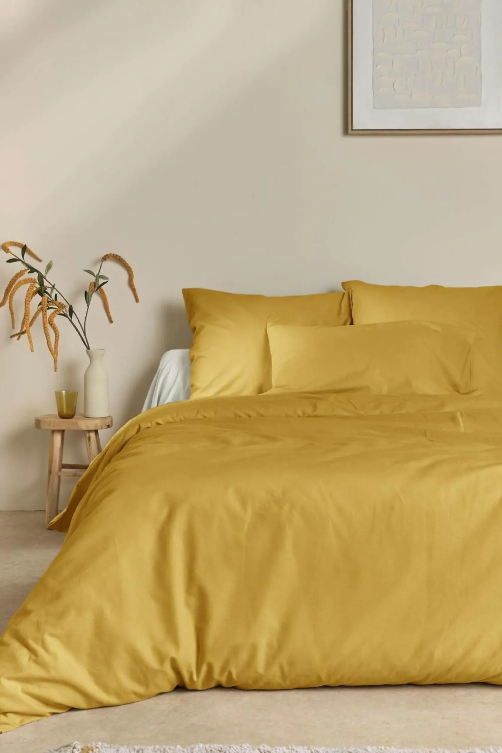 Housse de couette coton lin Valentine - Curry - 140 x 200 cm