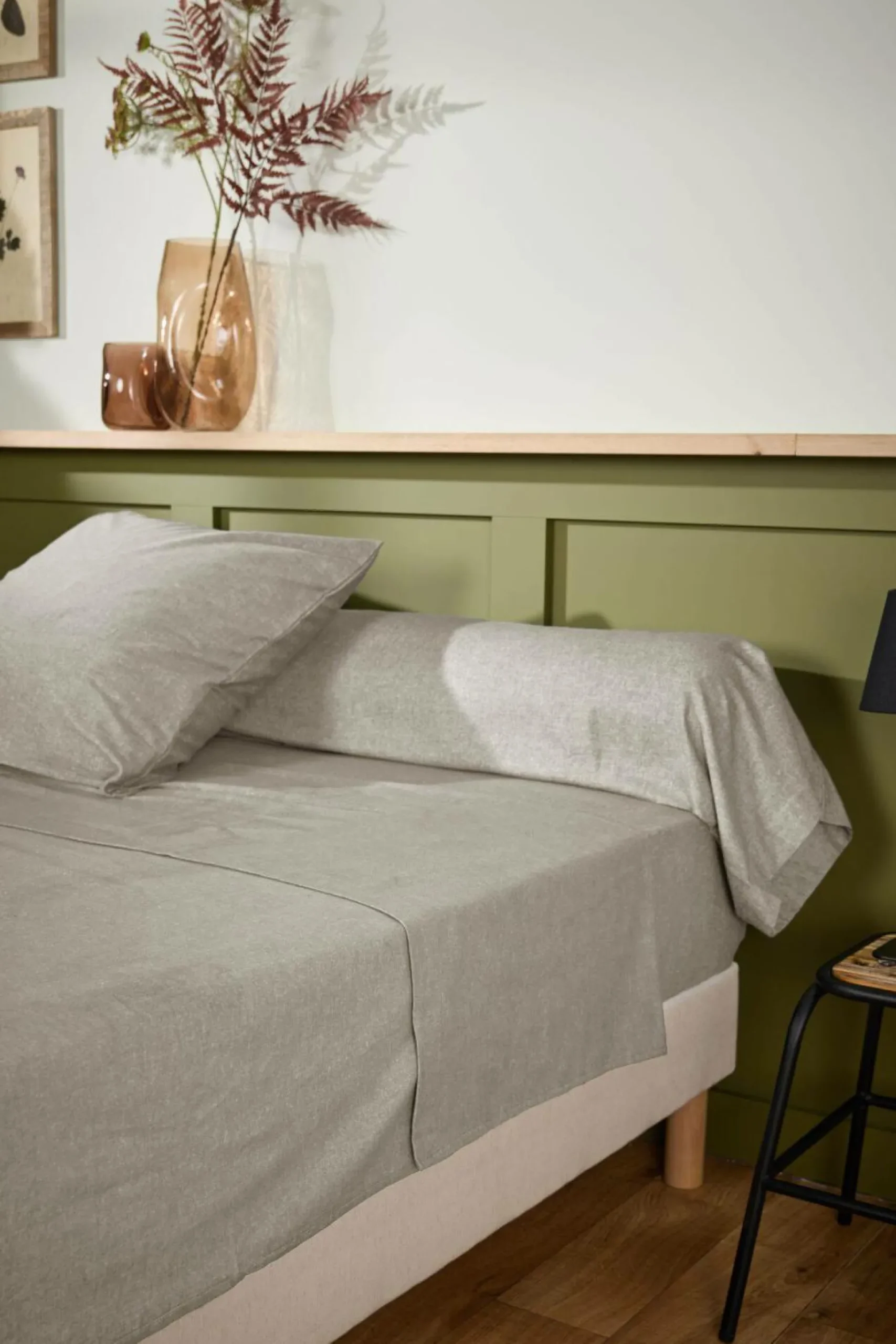 LASA HOME Drap plat coton flanelle Livia - Lin - 240 x 300 cm