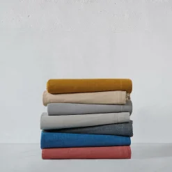 LASA HOME Drap plat coton flanelle Livia - Lin - 240 x 300 cm