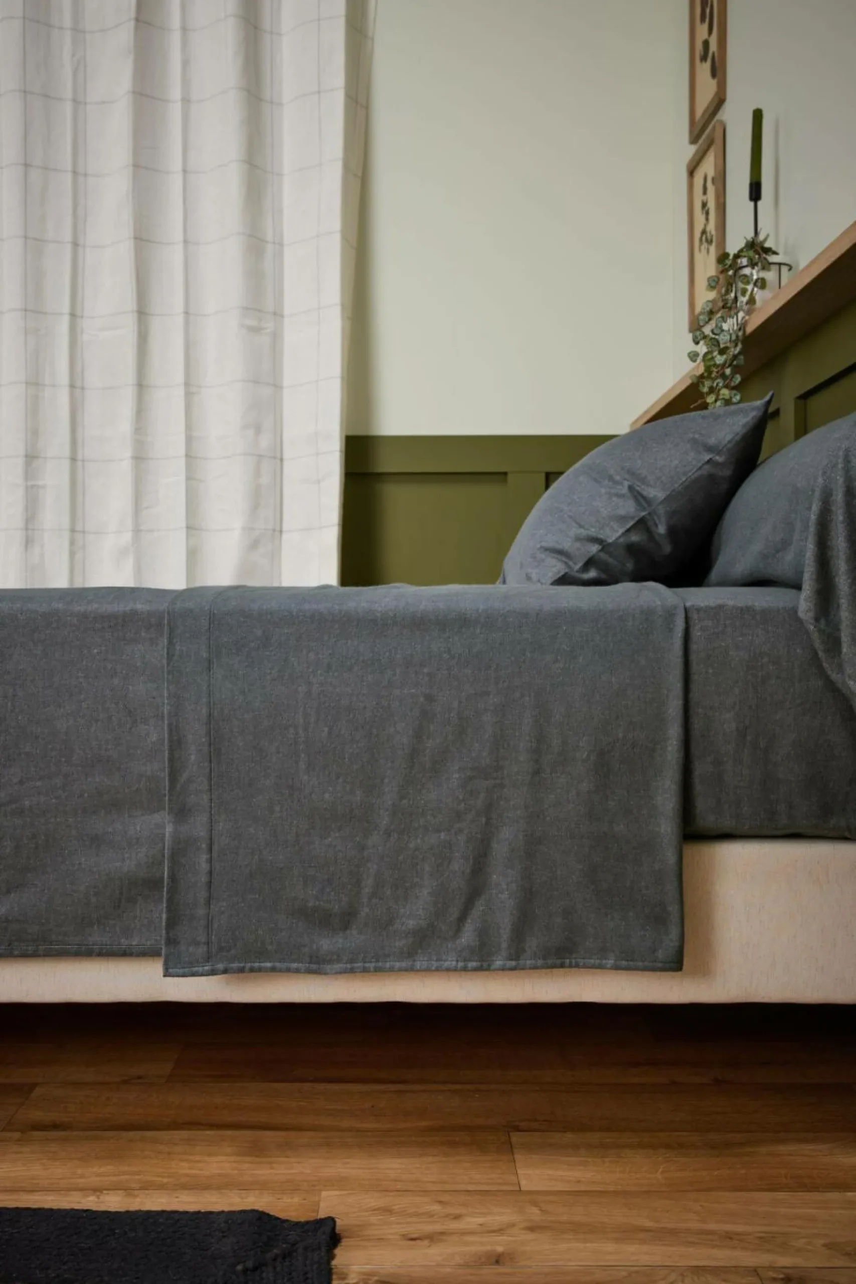 LASA HOME Drap plat coton flanelle Livia - Graphite - 240 x 300 cm