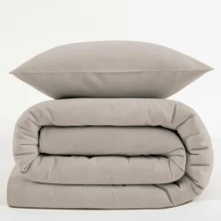 LASA HOME Housse de couette coton flanelle Livia - Lin - 240 x 220 cm