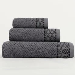 LASA HOME Serviette de bain coton Leonardo - Gris - 70 x 140 cm