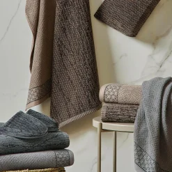 LASA HOME Serviette de bain coton Leonardo - Gris - 70 x 140 cm