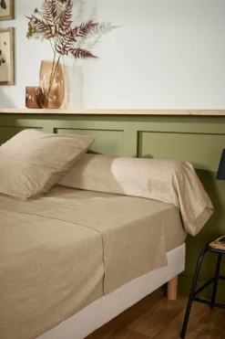 LASA HOME Taie de traversin coton flanelle Livia - Sable