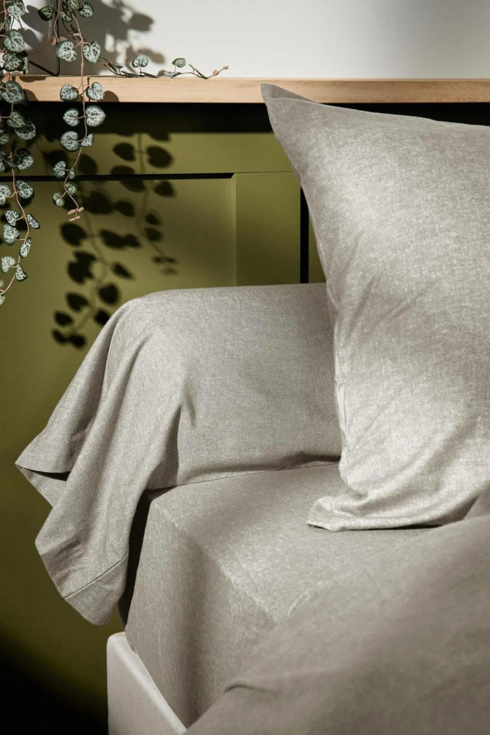 LASA HOME Taie de traversin coton flanelle Livia - Lin