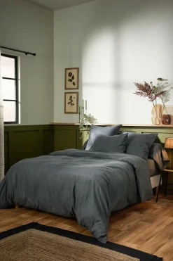 LASA HOME Taie de traversin coton flanelle Livia - Graphite