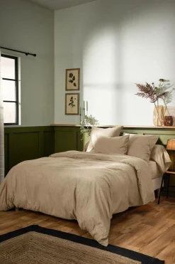 LASA HOME Taie d'oreiller coton flanelle Livia - Sable - 65 x 65 cm