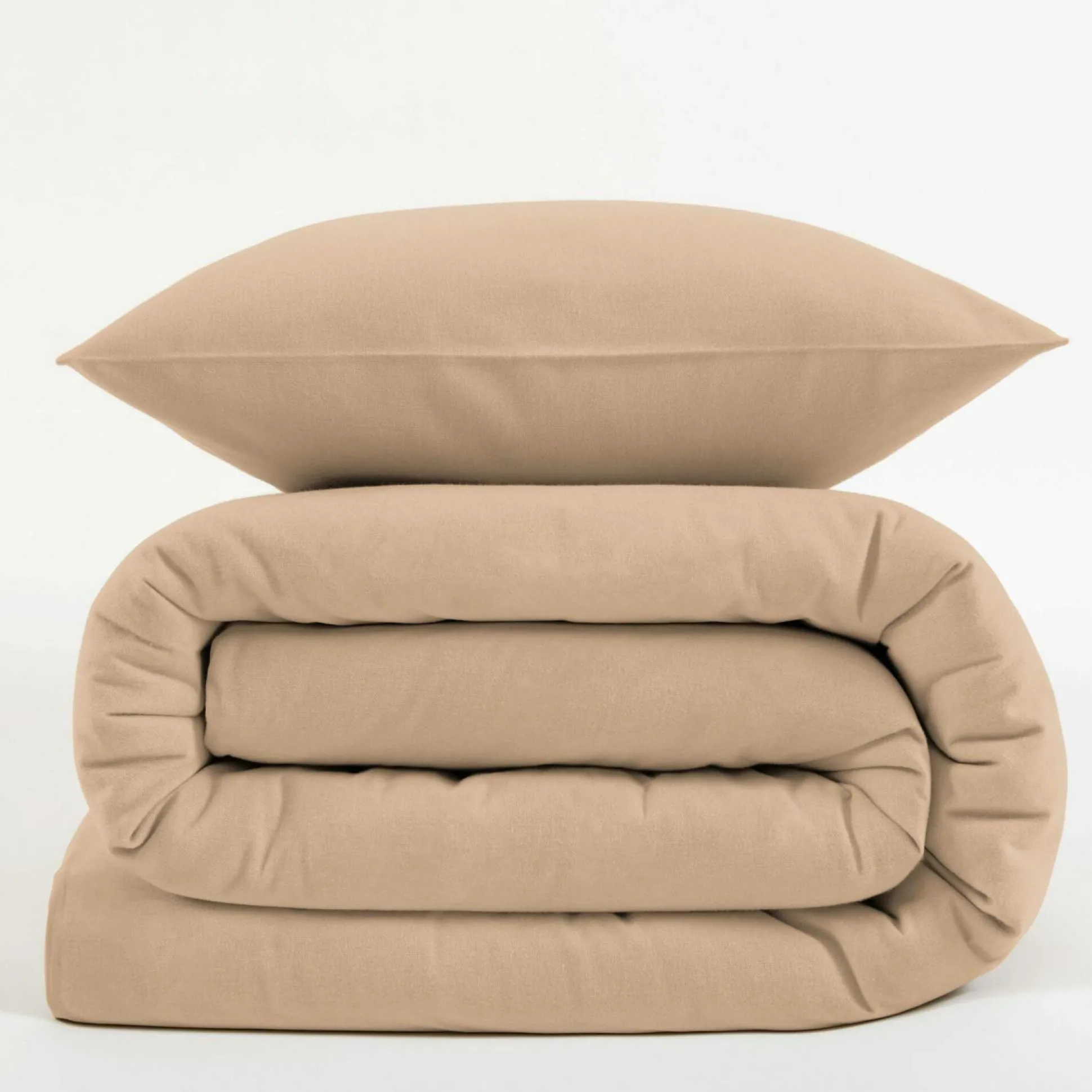 LASA HOME Taie d'oreiller coton flanelle Livia - Sable - 50 x 70 cm