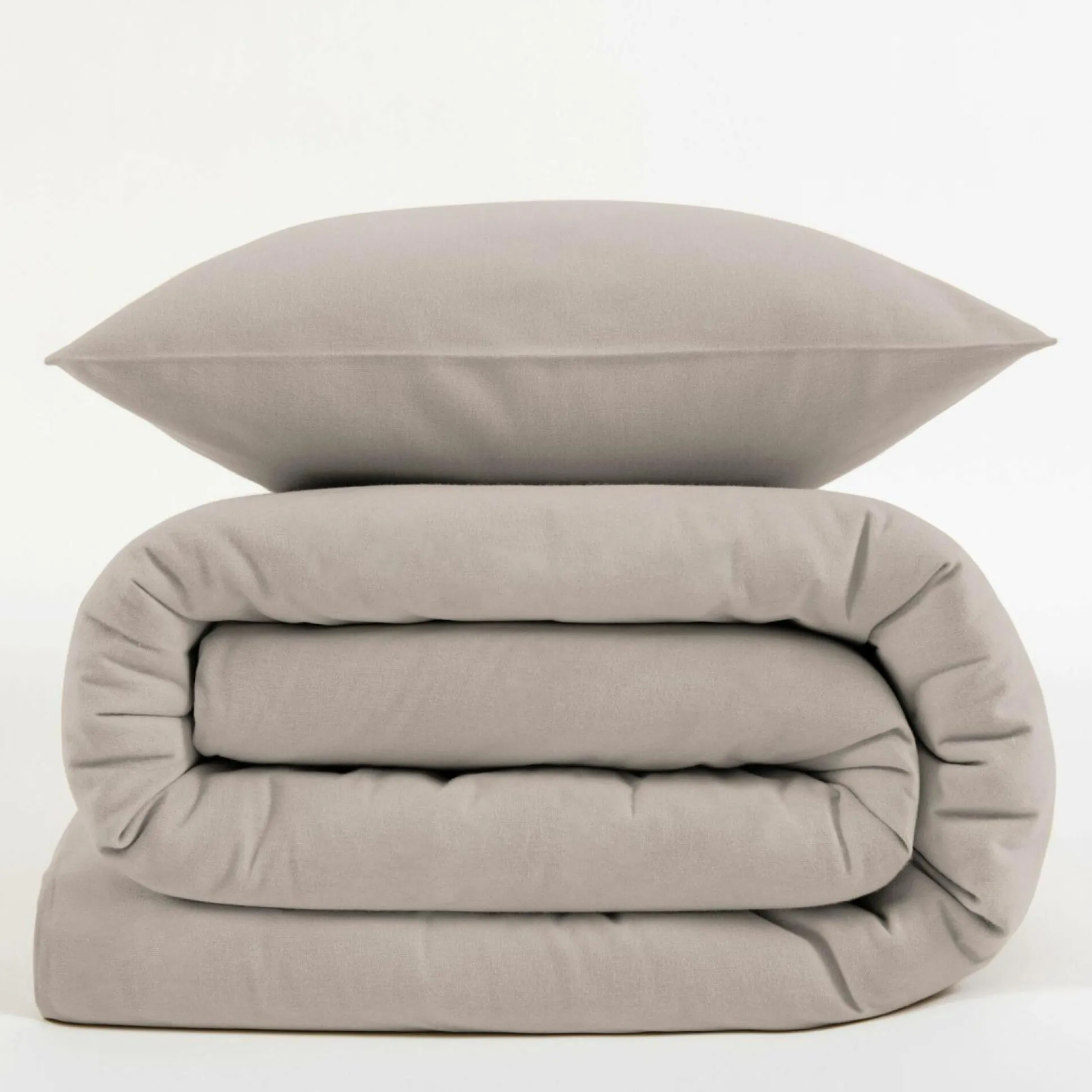 LASA HOME Taie d'oreiller coton flanelle Livia - Lin - 65 x 65 cm