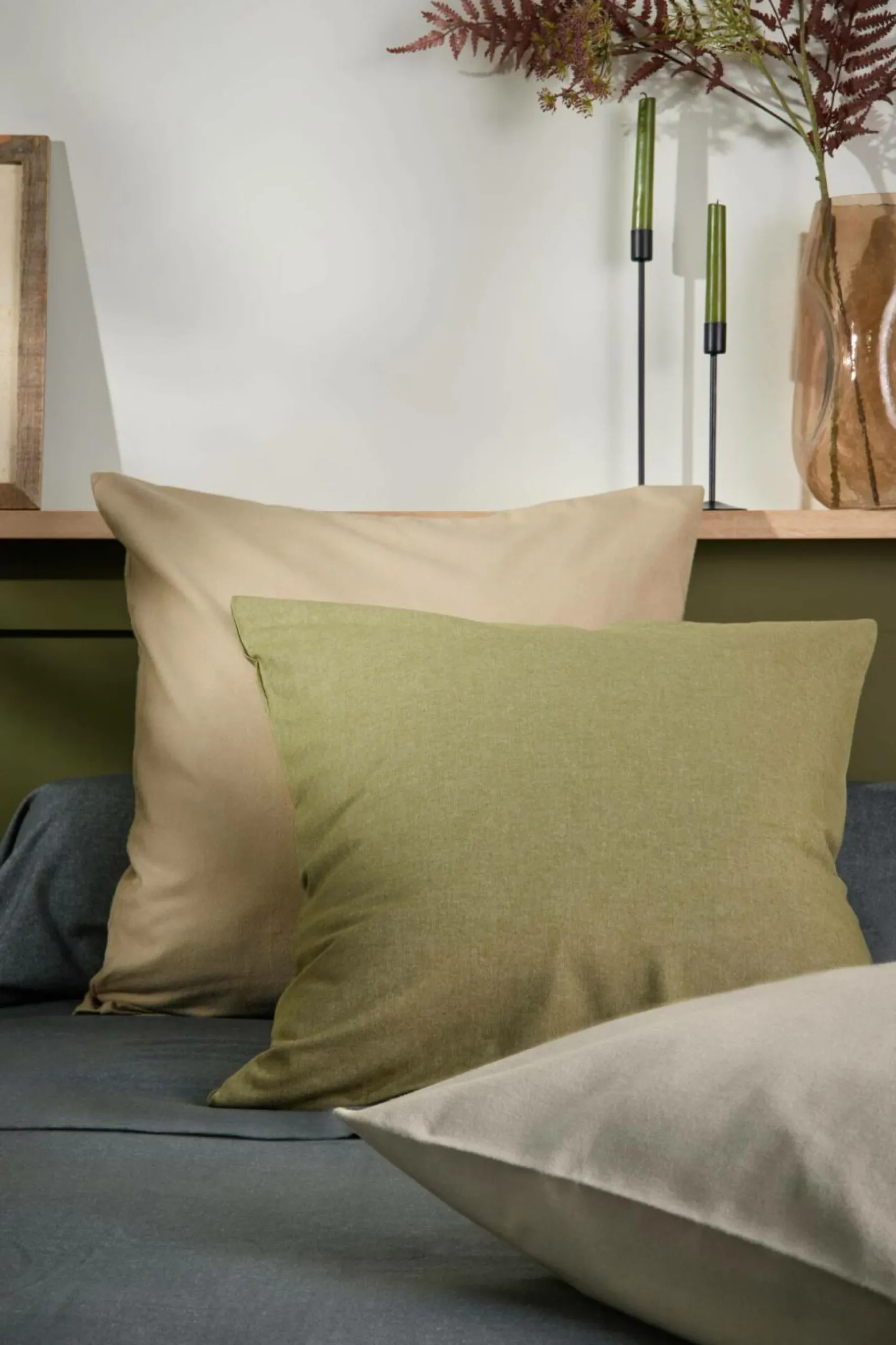 LASA HOME Taie d'oreiller coton flanelle Livia - Lin - 65 x 65 cm