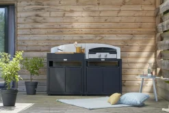 LE MARQUIER Cuisine d'Extérieur 2 Éléments avec Crédence en Acier Noir - Noir
