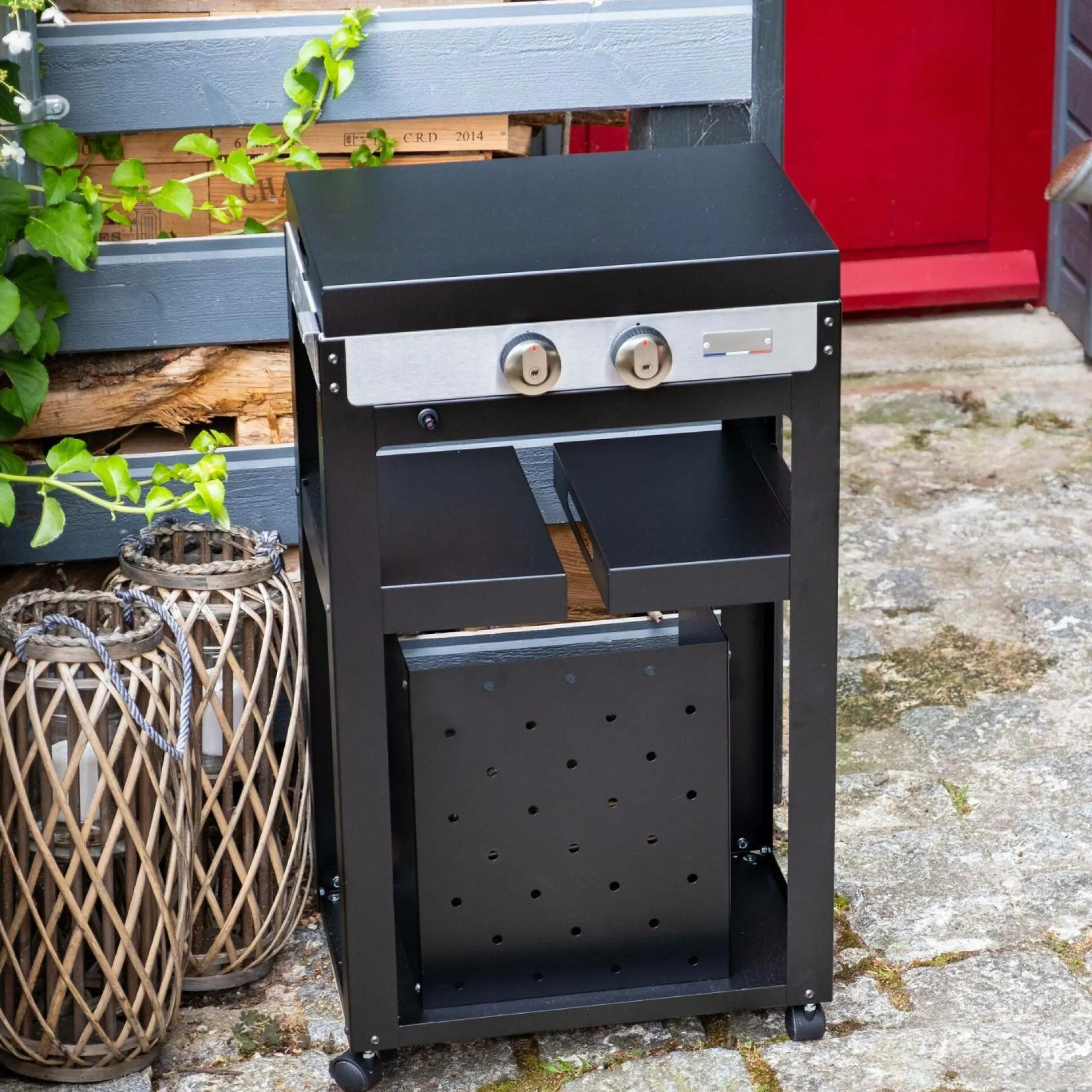 LE MARQUIER Ensemble Plancha et Chariot La Plancha Française Gaz Acier Inox