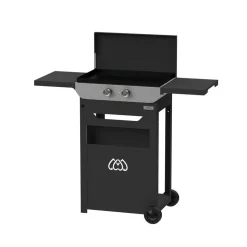 LE MARQUIER Ensemble Plancha Électrique, Chariot et Couvercle en Acier et Inox Original