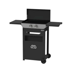 LE MARQUIER Ensemble Plancha Gaz, Chariot et Couvercle en Acier et Inox Original