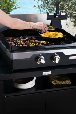 LE MARQUIER Meuble Cuisson avec Tablette pour Cuisine d'Extérieur 80 x 55 cm en Acier Noir - Noir