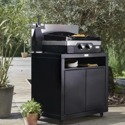 LE MARQUIER Meuble Cuisson avec Tablette pour Cuisine d'Extérieur 80 x 55 cm en Acier Noir - Noir