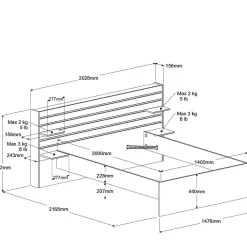 Lit avec tiroirs de rangement en option Palmyre - 140 x 200 cm