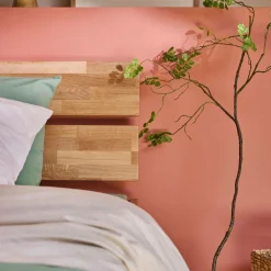 Lit avec tête de lit et rangement en option chêne massif Charly - 160 x 200 cm