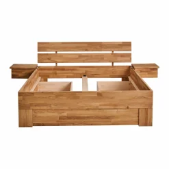 Lit avec tête de lit et rangement en option chêne massif Charly - 140 x 190 cm