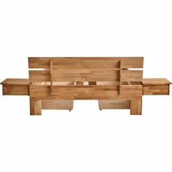 Lit avec tête de lit et rangement en option chêne massif Charly - 140 x 190 cm