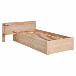 Lit bois massif avec tiroir de rangement en option Etienne - Brut