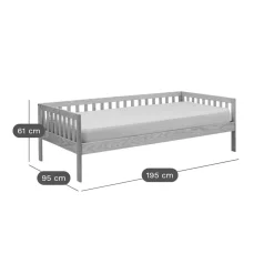 Lit bois massif avec tiroir de rangement en option Emile - Brut